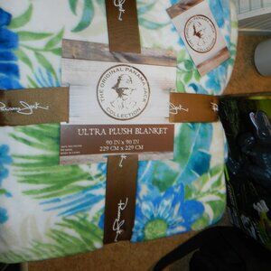 Panama Jack Tropical Floral Print Ultra Plush Throw Blanket 90" x90"📦⌚🏃🏻💨⚡🚚